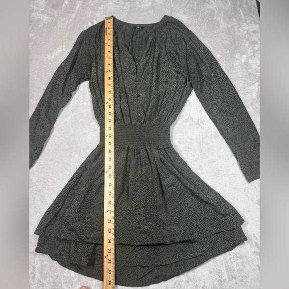 Rails Jasmine Olive Speckled Tiered Button Front Mini Boho Green Dress Size XS - Picture 7 of 16